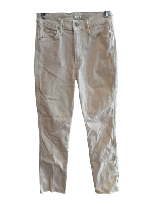 Mother Size 27 Cream Cotton High Rise 5 Pocket Straight Leg Fray Hem Jeans Cream / 27