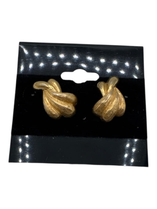 Christian Dior Gold Metal Knot Post Back Stud Earrings Gold