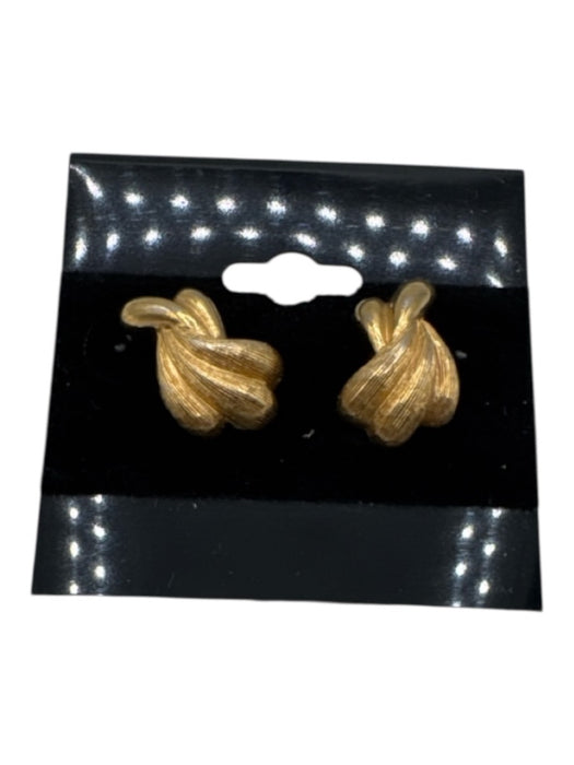 Christian Dior Gold Metal Knot Post Back Stud Earrings Gold