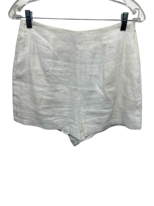 Miou Muse Size S Cream White Linen Sleeveless Button Front Side Zip Short Set Cream White / S