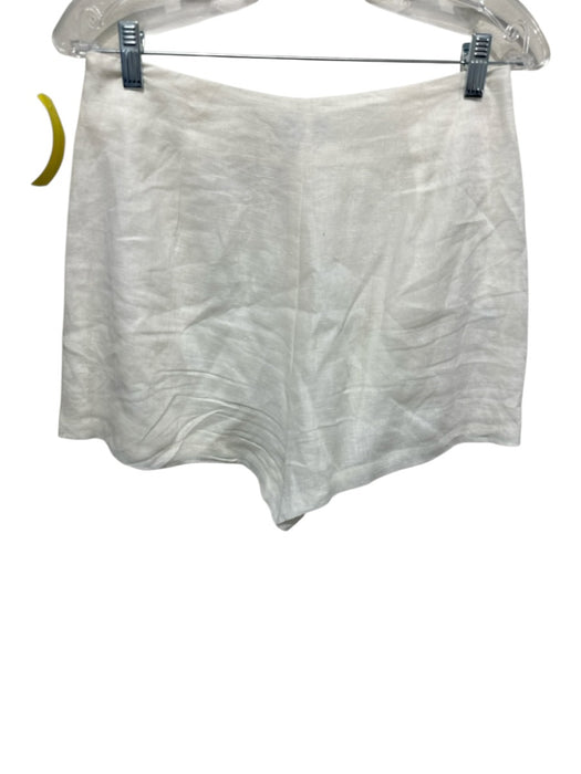 Miou Muse Size S Cream White Linen Sleeveless Button Front Side Zip Short Set Cream White / S