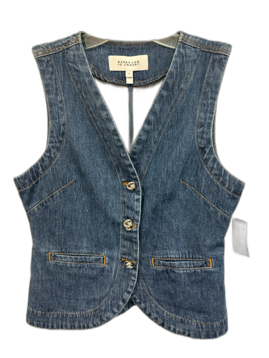 Derek Lam 10 Crosby Size 4 Medium Wash Cotton Denim knot buttons Vest Top Medium Wash / 4