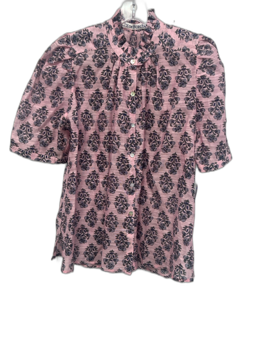 Alix of Bohemia Size S Pink, Blue, Green Floral Puff Sleeve Button Down Top Pink, Blue, Green / S