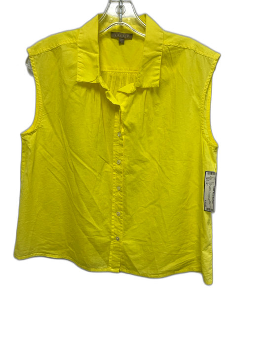 Lilla P Size S Yellow Cotton Sleeveless gathered yoke Button Down Top Yellow / S