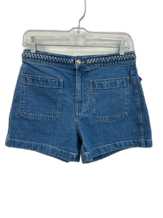 Lisa Says Gah Size 26 Medium Wash Cotton Braided detail Patch Pocket Shorts Medium Wash / 26