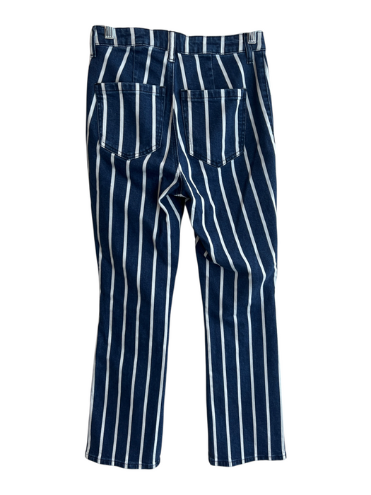 KUT Size 00 Blue & White Cotton Blend High Rise Stripe Ankle Flare Zip Fly Pants Blue & White / 00