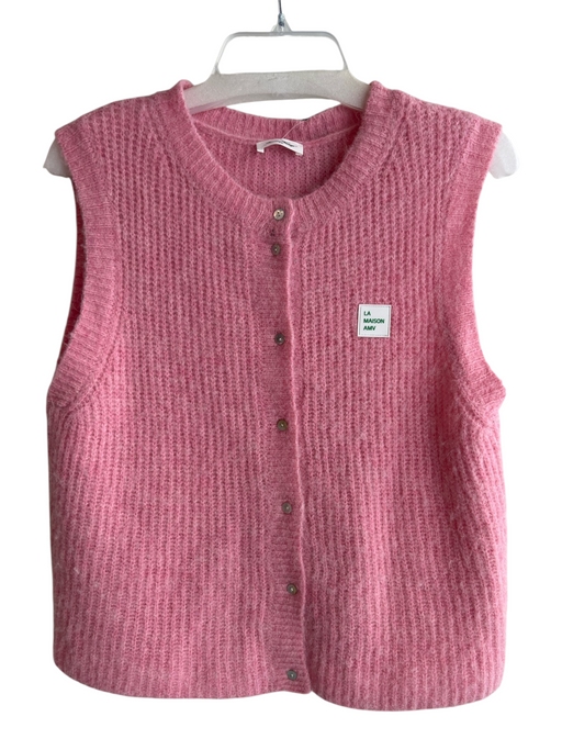American Vintage Size M Pink Acrylic Blend Sleeveless Knit Button Down Sweater Pink / M