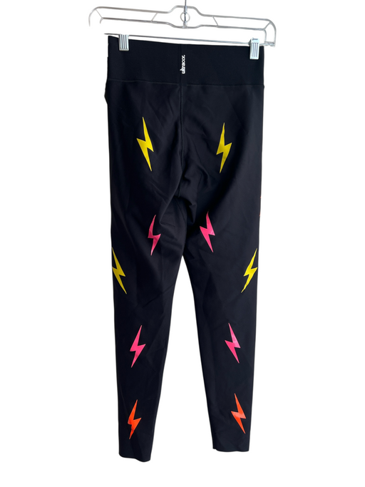 Ultracor Size M Black & Multi Nylon Blend High Rise Lightning Bolt Leggings Black & Multi / M