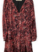 Marie Oliver Size 8 Red, Black & White Silk V Neck Half Button Long Sleeve Dress Red, Black & White / 8