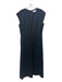 Partow Size 4 Black Linen & Viscose V Neck Cap Sleeve Midi Dress Black / 4