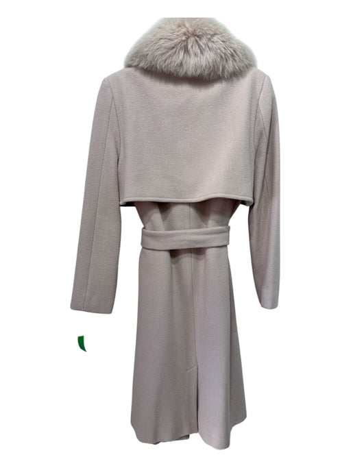 Halston Heritage Size S Dusty Pink Wool Full Length Fur Collar Belt Inc Coat Dusty Pink / S