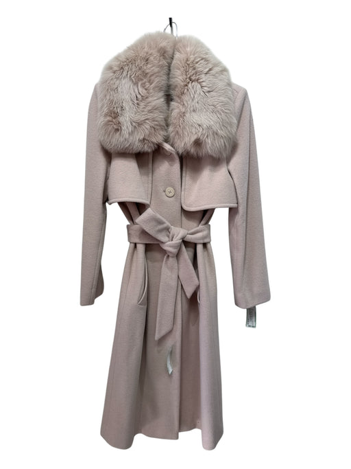 Halston Heritage Size S Dusty Pink Wool Full Length Fur Collar Belt Inc Coat Dusty Pink / S
