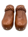 Loeffler Randall Shoe Size 8 Brown & Tan Leather Wood Braided Trim Rivets Clogs Brown & Tan / 8