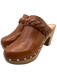 Loeffler Randall Shoe Size 8 Brown & Tan Leather Wood Braided Trim Rivets Clogs Brown & Tan / 8