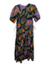 Oliphant Size S Green, Purple, Orange Cotton Abstract Drawstring Waist Dress Green, Purple, Orange / S
