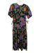 Oliphant Size S Green, Purple, Orange Cotton Abstract Drawstring Waist Dress Green, Purple, Orange / S