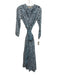 Lola Australia Size S Blue Cotton Abstract V Neck Midi Dress Blue / S