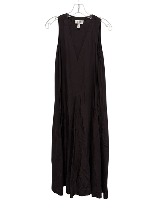COS Size 4 Dark Brown Lyocell blend trapeze Sleeveless Midi Dress Dark Brown / 4