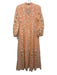 Nina Morris Size 1 Orange & cream Embroidered Flower Button Down Midi Dress Orange & cream / 1