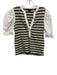 Veronica Beard Jeans Size XS White & Green Pima Cotton Stripe Quarter Button Top White & Green / XS