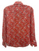 Ann Mashburn Size M Red Orange & White Cotton Floral Long Sleeve Button Down Top Red Orange & White / M