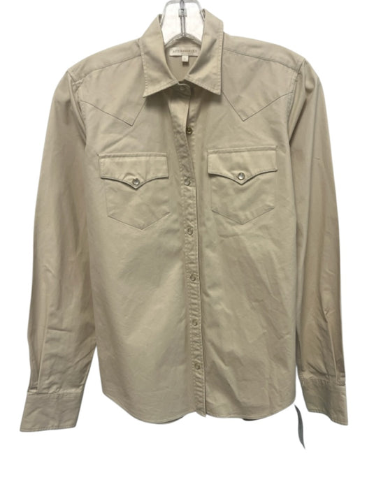 Ann Mashburn Size S Khaki Cotton Long Sleeve Snap Button Down Top Khaki / S