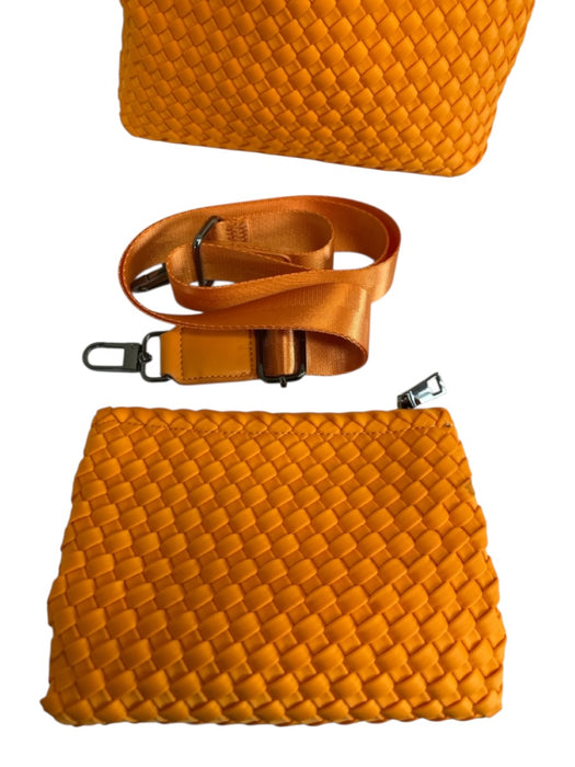 Naghedi Orange Neoprene Woven Detachable Strap Bucket Crossbody & Hand Bag Orange / S