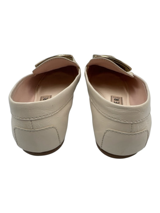 Roger Vivier Shoe Size 38.5 White & Gold Leather Buckle Square Toe Loafers White & Gold / 38.5
