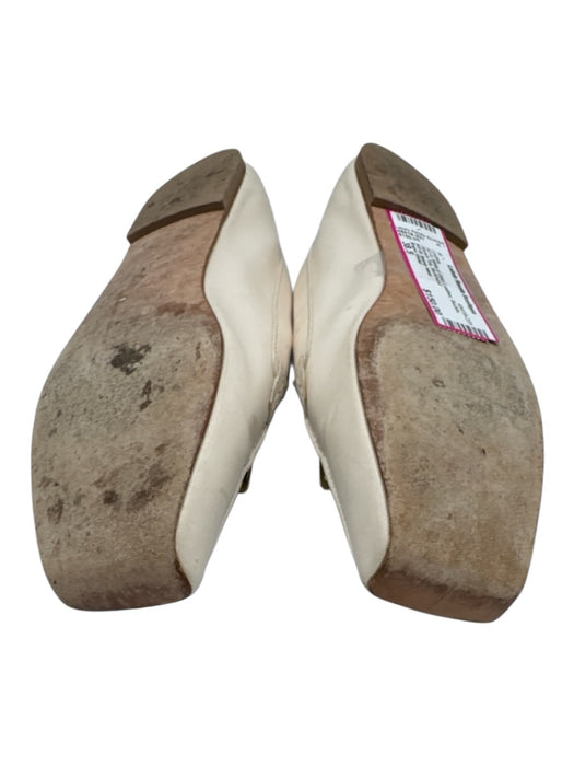 Roger Vivier Shoe Size 38.5 White & Gold Leather Buckle Square Toe Loafers White & Gold / 38.5