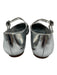Larroude Shoe Size 8.5 Silver Leather Round Toe Metallic Mary Jane Strap Flats Silver / 8.5