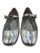 Larroude Shoe Size 8.5 Silver Leather Round Toe Metallic Mary Jane Strap Flats Silver / 8.5
