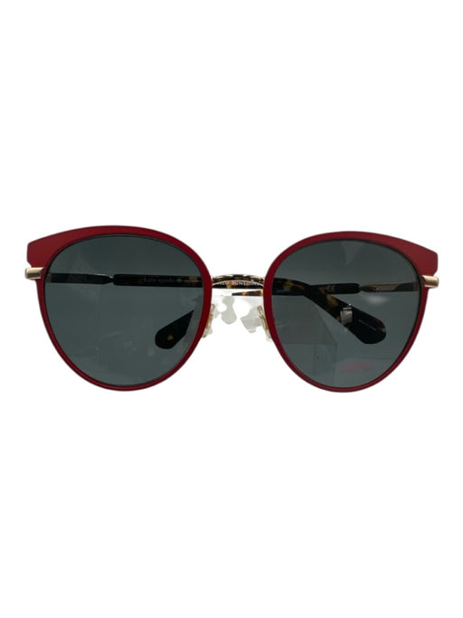 Kate Spade Red & Tortoise Shell gold tone metal Round cat- eye Sunglasses Red & Tortoise Shell