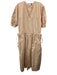 Zara Srpls Size S Pink Beige Cotton 1/2 Dolman Sleeve V Neck Tie Side Dress Pink Beige / S