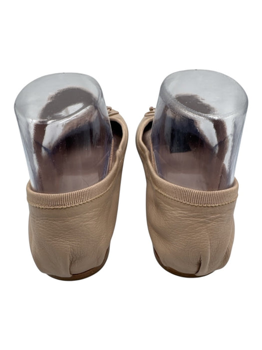 Miu Miu Shoe Size 38.5 Beige Leather Upper Elastic Strap Bow Detail Pump Flats Beige / 38.5