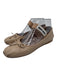 Miu Miu Shoe Size 38.5 Beige Leather Upper Elastic Strap Bow Detail Pump Flats Beige / 38.5
