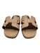 Hermes Shoe Size 38 Beige Leather Upper Patent Logo Slide Flat Sandals Beige / 38