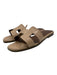 Hermes Shoe Size 38 Beige Leather Upper Patent Logo Slide Flat Sandals Beige / 38