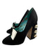 Gucci Shoe Size 38.5 Black & White Satin Upper Bow Faux Pearl Accent Pumps Black & White / 38.5