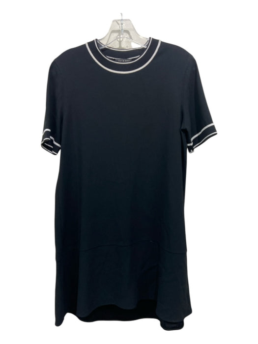 Rag & Bone Size S Black & White Synthetic Short Sleeve A Line Crepe Mini Dress Black & White / S