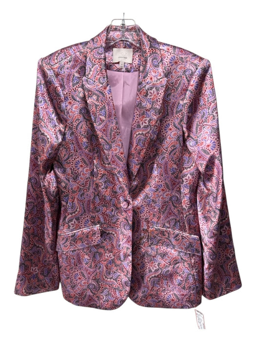 5a7 Cinq a Sept Size 4 Purple, Orange, Multi Polyester Paisley 1 Button Jacket Purple, Orange, Multi / 4
