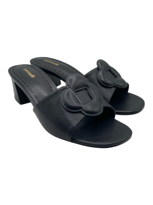 Larroude Shoe Size 9.5 Black Leather Mule Block Heel Sandals Black / 9.5