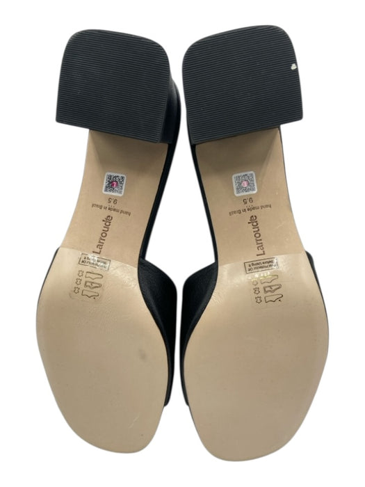 Larroude Shoe Size 9.5 Black Leather Mule Block Heel Sandals Black / 9.5