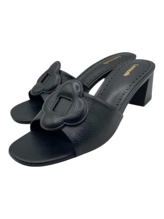 Larroude Shoe Size 9.5 Black Leather Mule Block Heel Sandals Black / 9.5