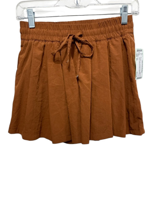 Zara Size XS Rust Orange Polyester & Polyamide Elastic Drawstring Waist Shorts Rust Orange / XS