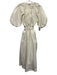 Aje. Size 6 White Silk & Linen Short Puff Sleeve Open Back Tie Waist Midi Dress White / 6