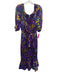 Saloni Size 4 Purple & Multi Silk & Rayon 1/2 Sleeve Floral Elastic Neck Dress Purple & Multi / 4