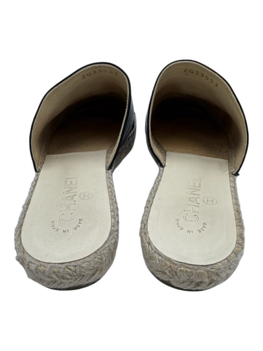 Chanel Shoe Size 39 Black Leather Upper Patent Detail Interlocking CC Espadrille Black / 39