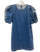 Ulla Johnson Size 2 Medium Wash Cotton Blend Denim Short Puff Sleeve Dress Medium Wash / 2