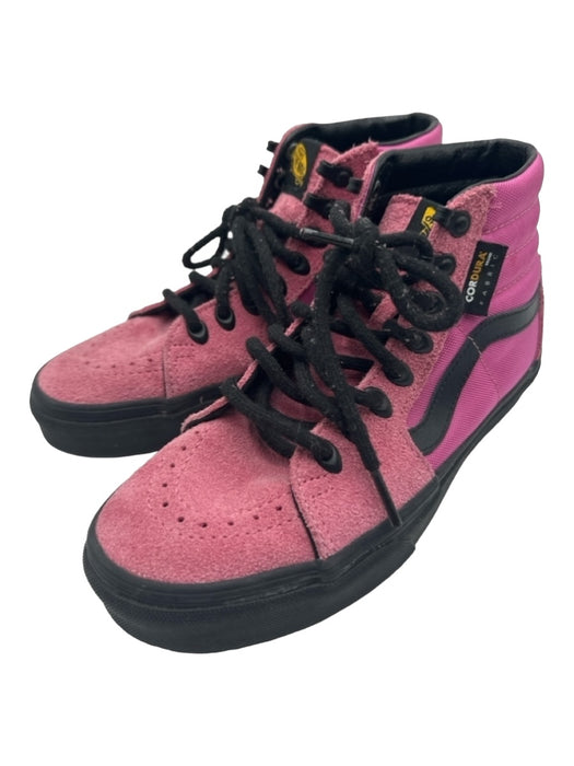 Vans Shoe Size 7 Black & Pink Suede High Top Laces Fabric Block Sneakers Black & Pink / 7