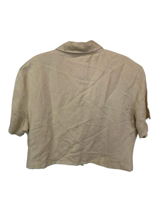 Community Service Size XL Beige Ramie Blend Collar Button Down short sleeve Top Beige / XL